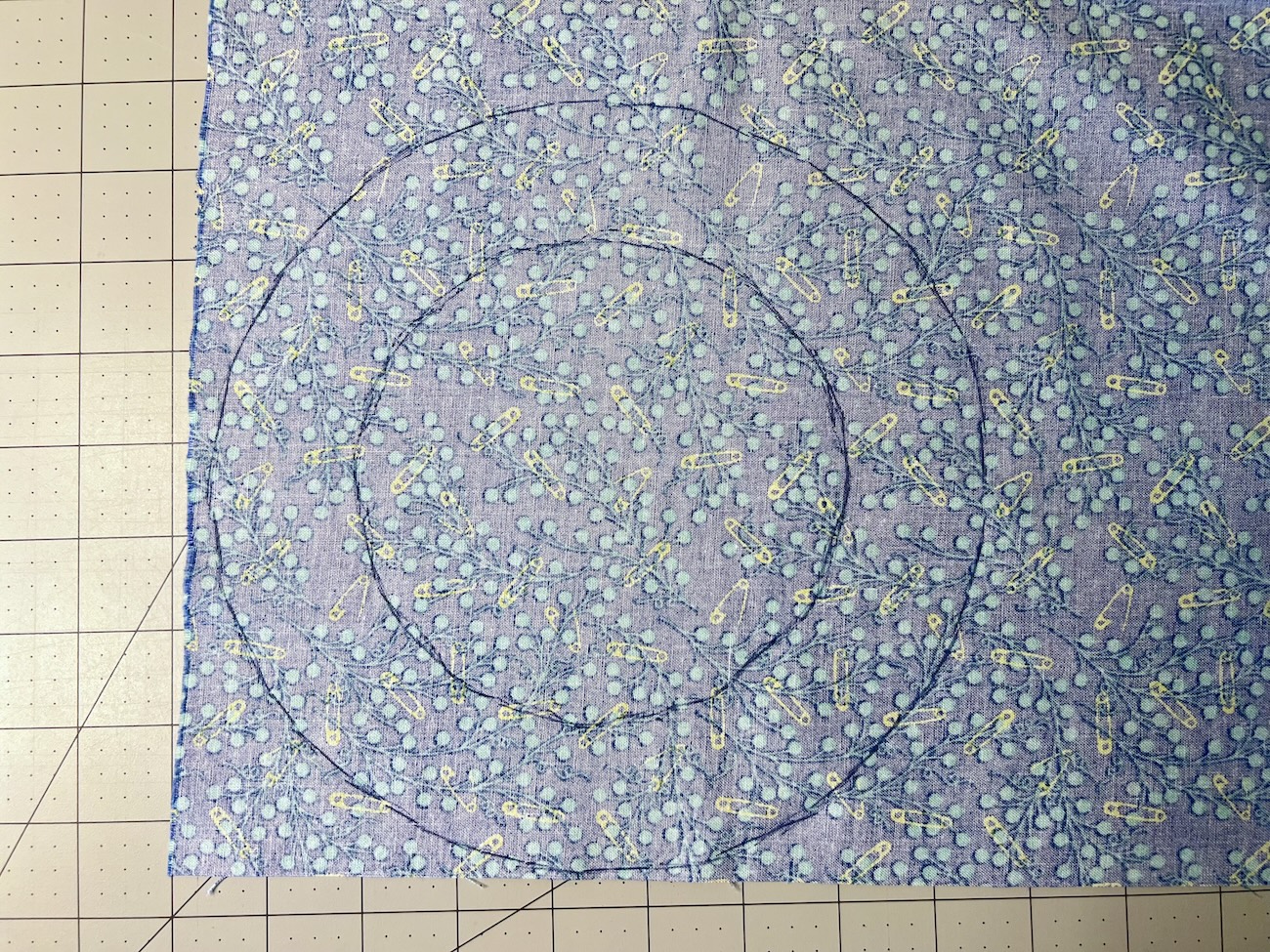Two circles traced on the wrong side of the fabric